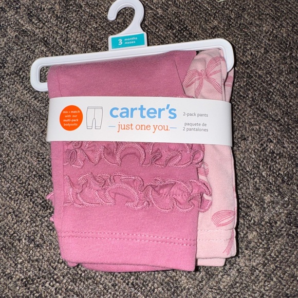 Carter's Just One You Baby Girls' 2pk Ruffle Pants - Burgundy 3M - Picture 1 of 6